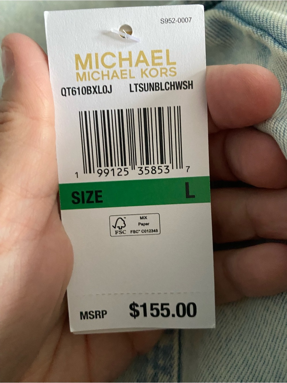 Michael Kors Light Wash Denim Jacket - Light Blue womens Large NWT - Picture 4 of 4